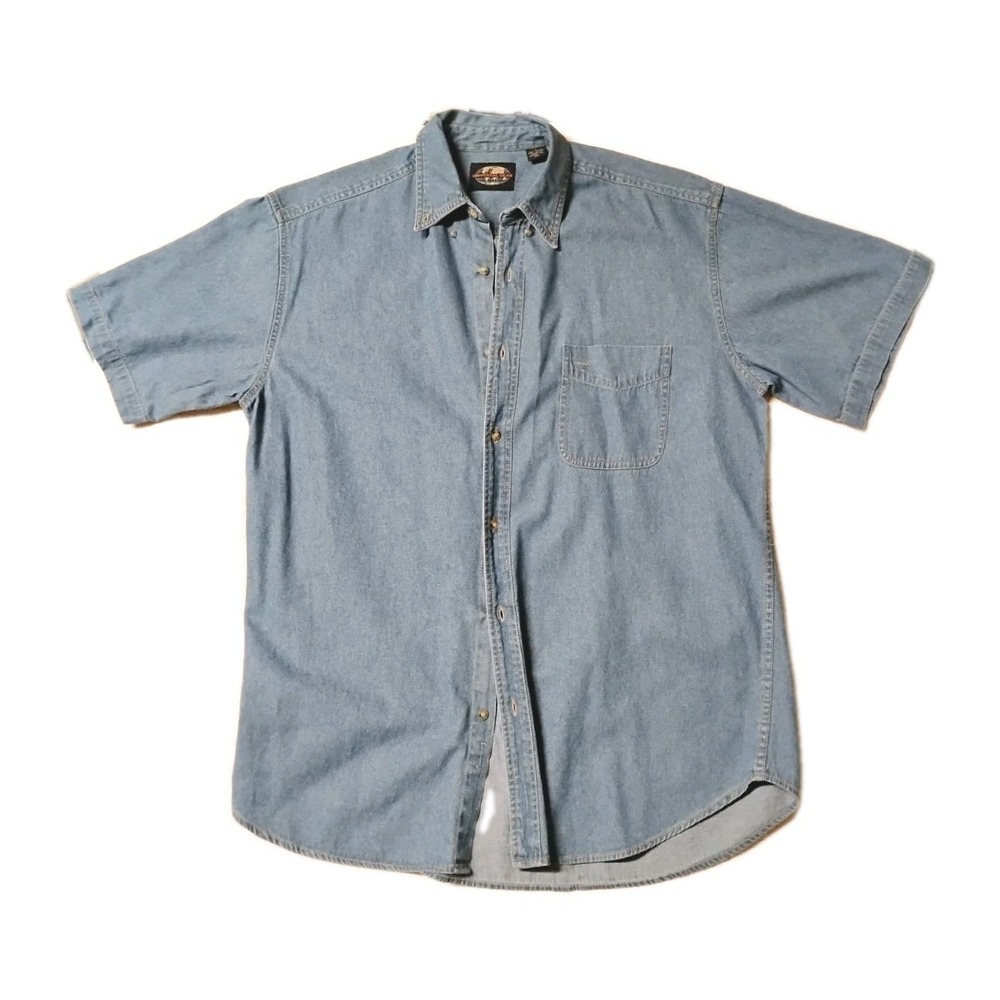 Vintage 90's Universal Gear 100% Cotton Denim Style Button Up Shirt